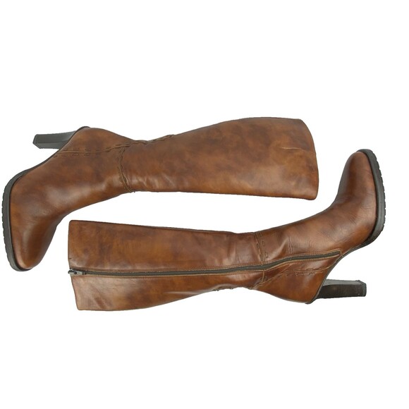 VTG J CREW Tall Boots Womens 5.5 Marbled Brown Leather Made in Italy High Heel - Picture 5 of 16